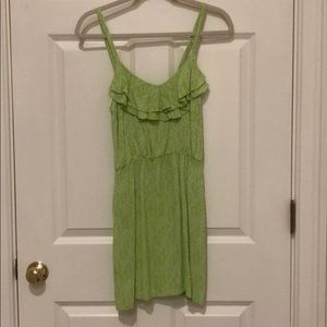 Green mini dress with pattern